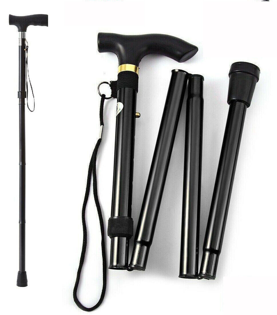 Adjustable Walking Cane Aluminum Walking Stick Folding Collapsible Travel Hiking