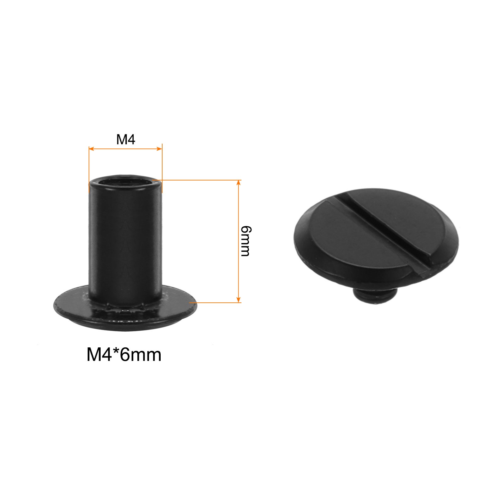 30PACK M4 x 6mm Chicago Screw Metal Stud Screw Rivets for Leather Black