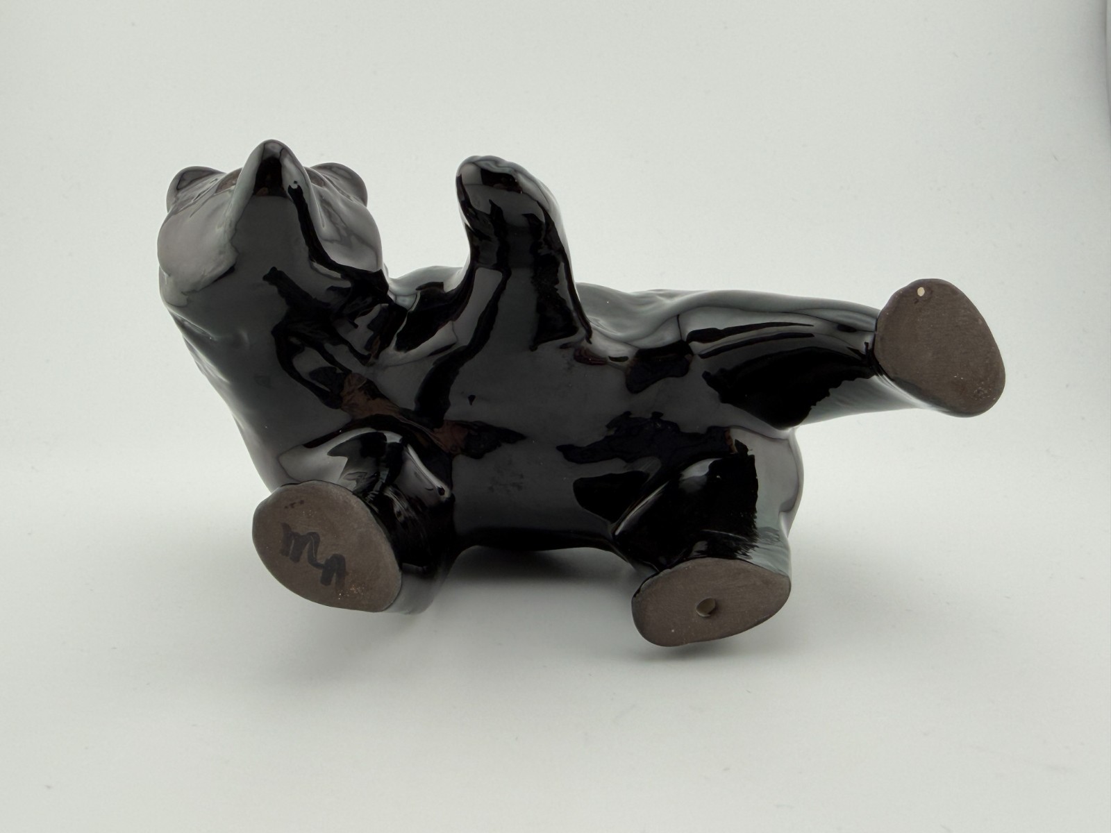 Maria Adelicia Native American San Juan Pueblo Black on Black Ceramic Bear