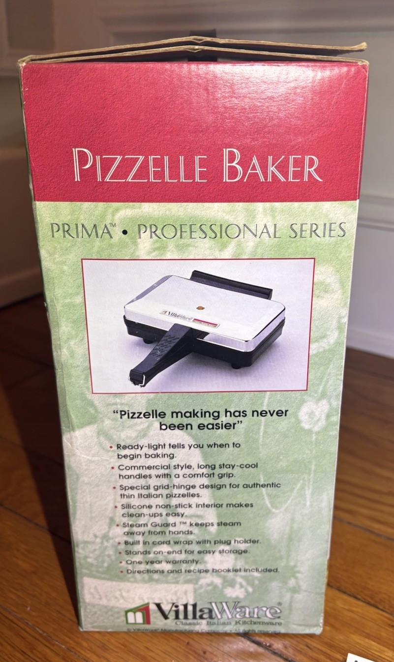VillaWare Pizzelle Baker Italian Cookie Maker 5000-NS Prima Professional NEW