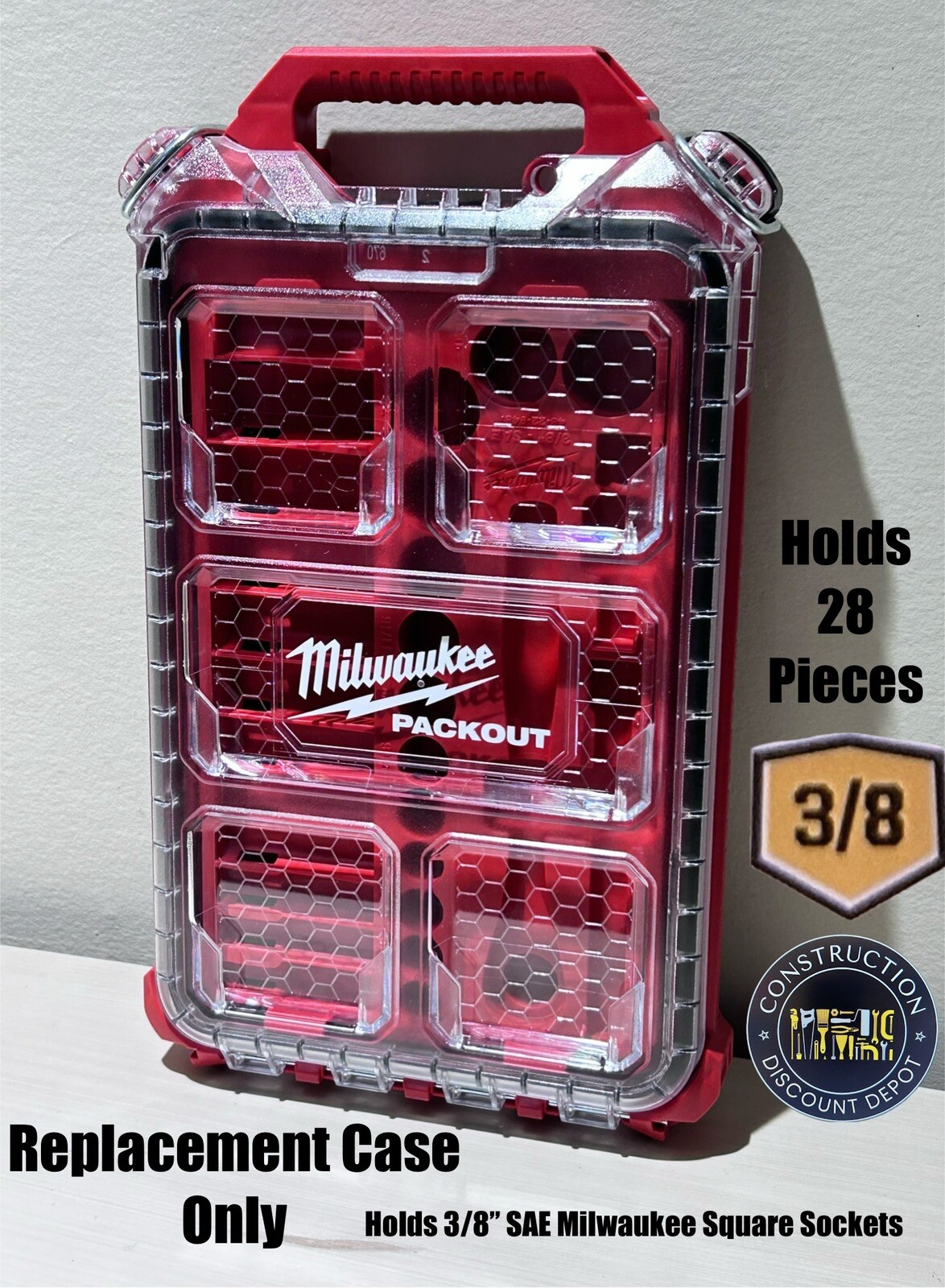 Milwaukee PACKOUT Low-Profile Compact Organizer With SAE Ratchet And Socket Tray
