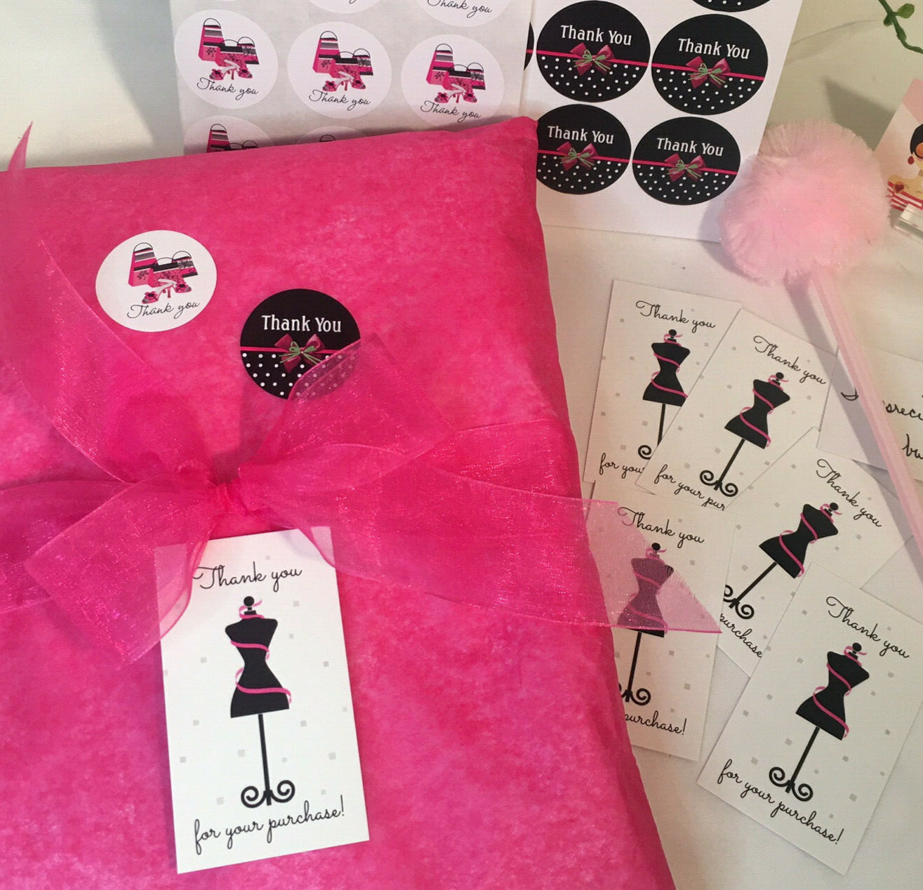 120x Business Thank You For Your Purchase Cards Stickers, Ladies Fashion