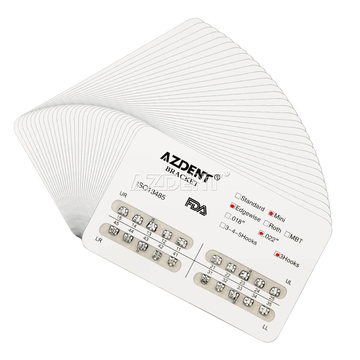 AZDENT Dental Orthodontic Brackets Braces Mini Roth MBT Slot 022/018 Hooks 345
