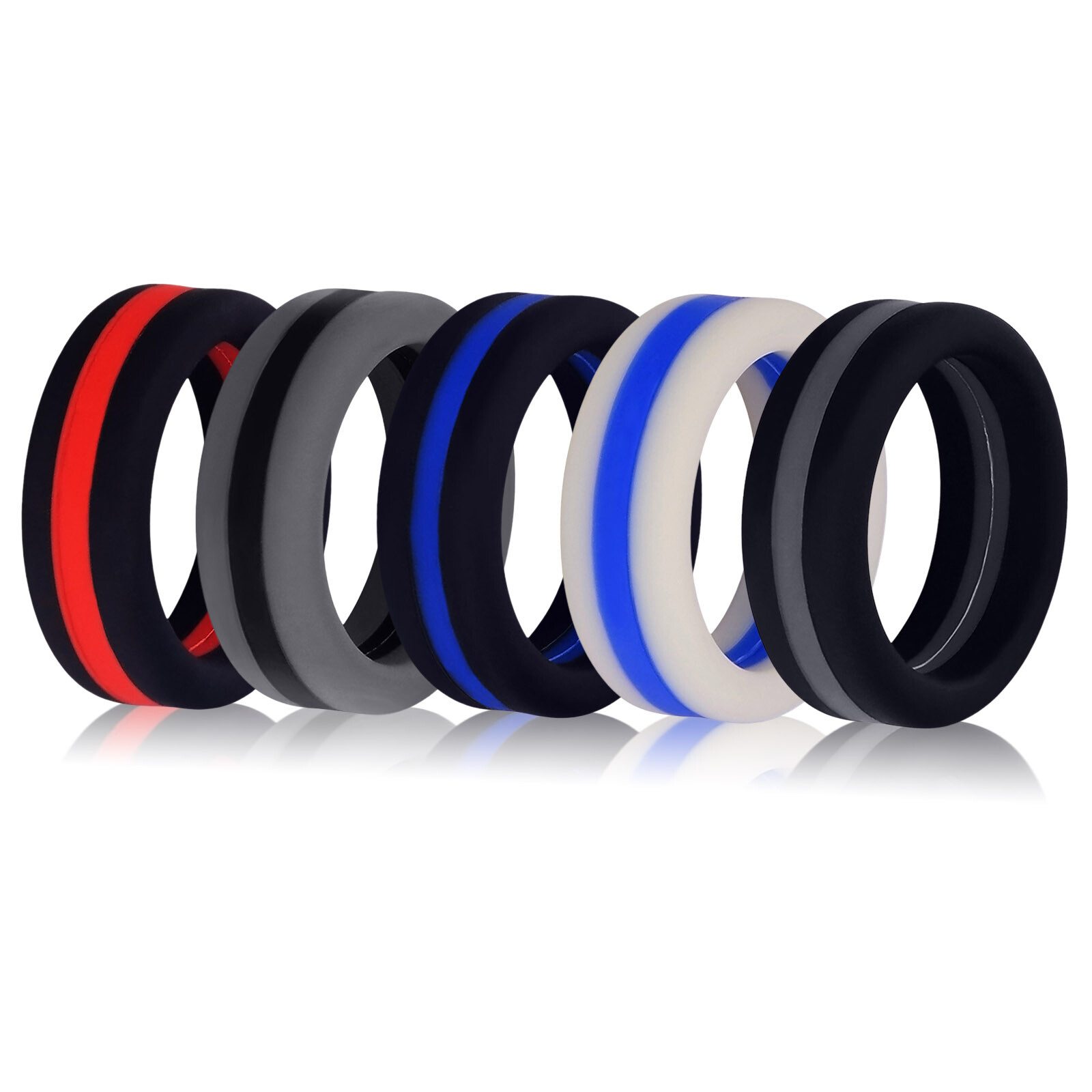 5-10pcs Silicone Wedding Rings for Men Women Breathable Rubber Engagement Band