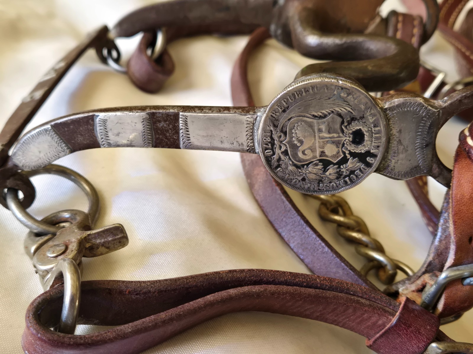 RARE Antique Handmade Working Horse Bit SILVER INLAYS/SILVER COINS