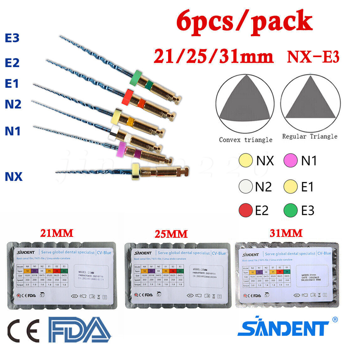 Endo Rotary Files SX-F3 X-Pro Gold Taper Files X3 Pro Gold Niti Files 21/25/31mm