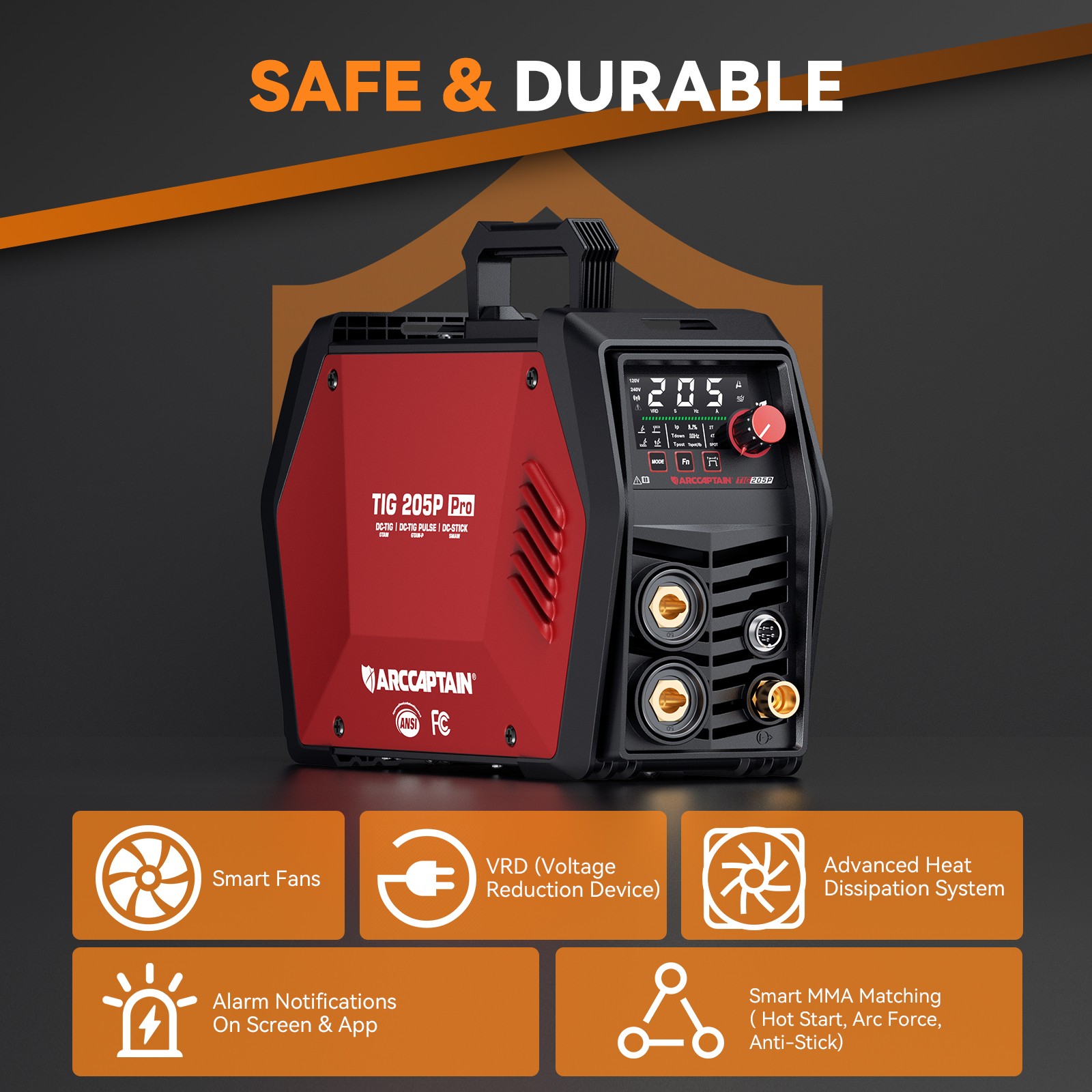 ARCCAPTAIN iControl TIG 205 Pro 5 In 1 Cold Spot Stick/TIG Welder 120V/240V