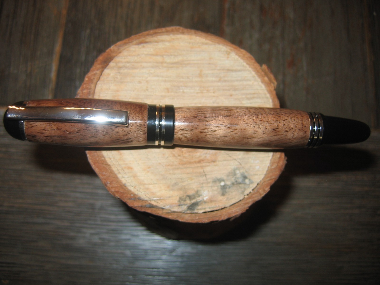 Gorgeous Handmade Churchill Rollerball pen from highly Figured Claro Walnut