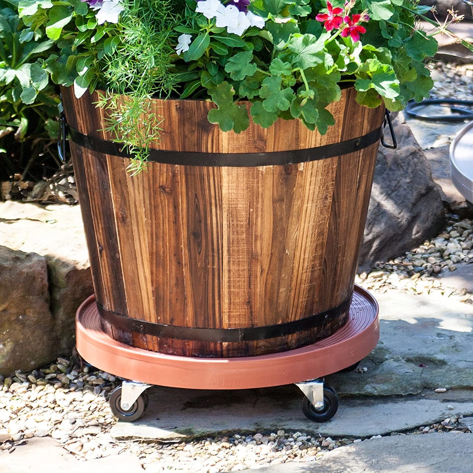 DeVault Enterprises Round Plastic Plant Dolly, Terracotta, 16"