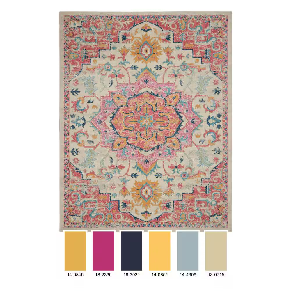 Passion Ivory/Pink Doormat 2 Ft. X 3 Ft. Persian Modern Transitional Kitchen Are