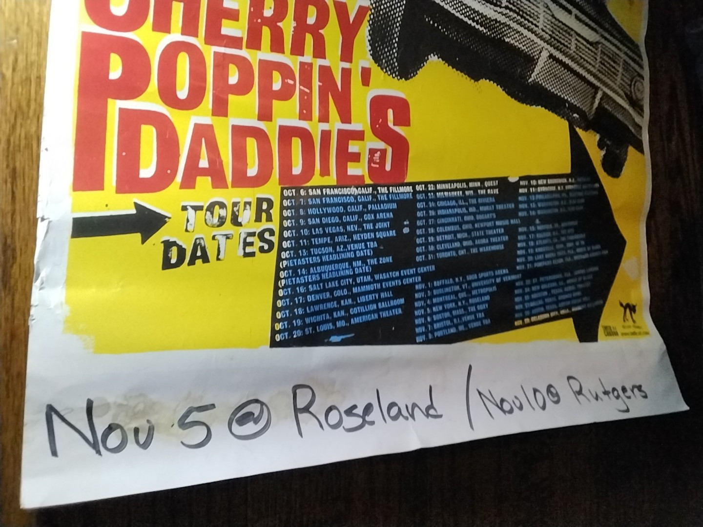 ORIG PIETASTERS CHERRY POPPIN DADDIES ROSELAND RUTGERS CONCERT POSTER INDIE PUNK