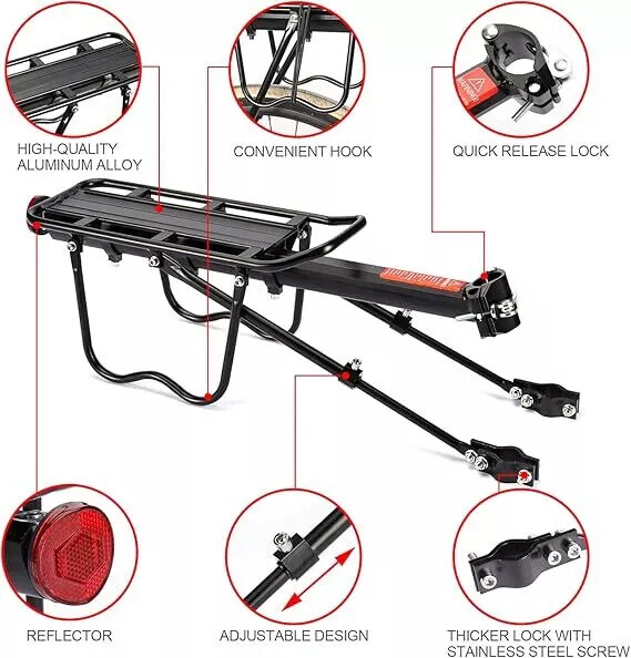 Bike Rear Carrier Rack Mountain Road Bicycle Bracket Cycle Luggage Cargo Holder