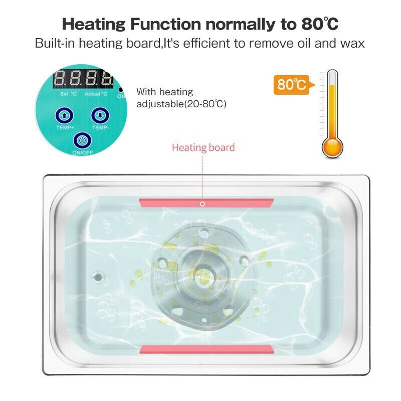 AIPOI Ultrasonic Cleaner 30L Liter Stainless Steel Industry Heated Clean Glasses