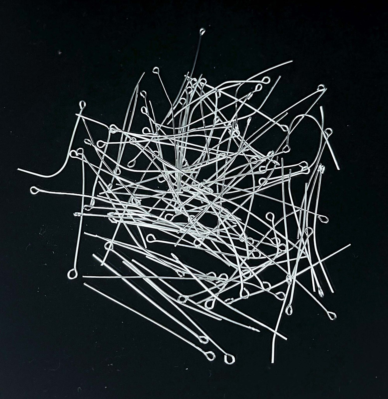 2 inches Eyepins pin 50mm Silver Plated Eye Pins 22 Gauge (100)