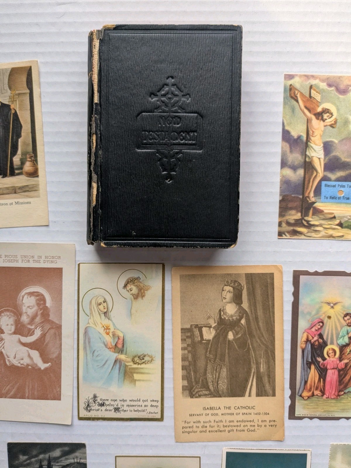 Vintage Catholic Funeral Mass Card Lot (27) 1950s–60s + Douay-Rheims Bible