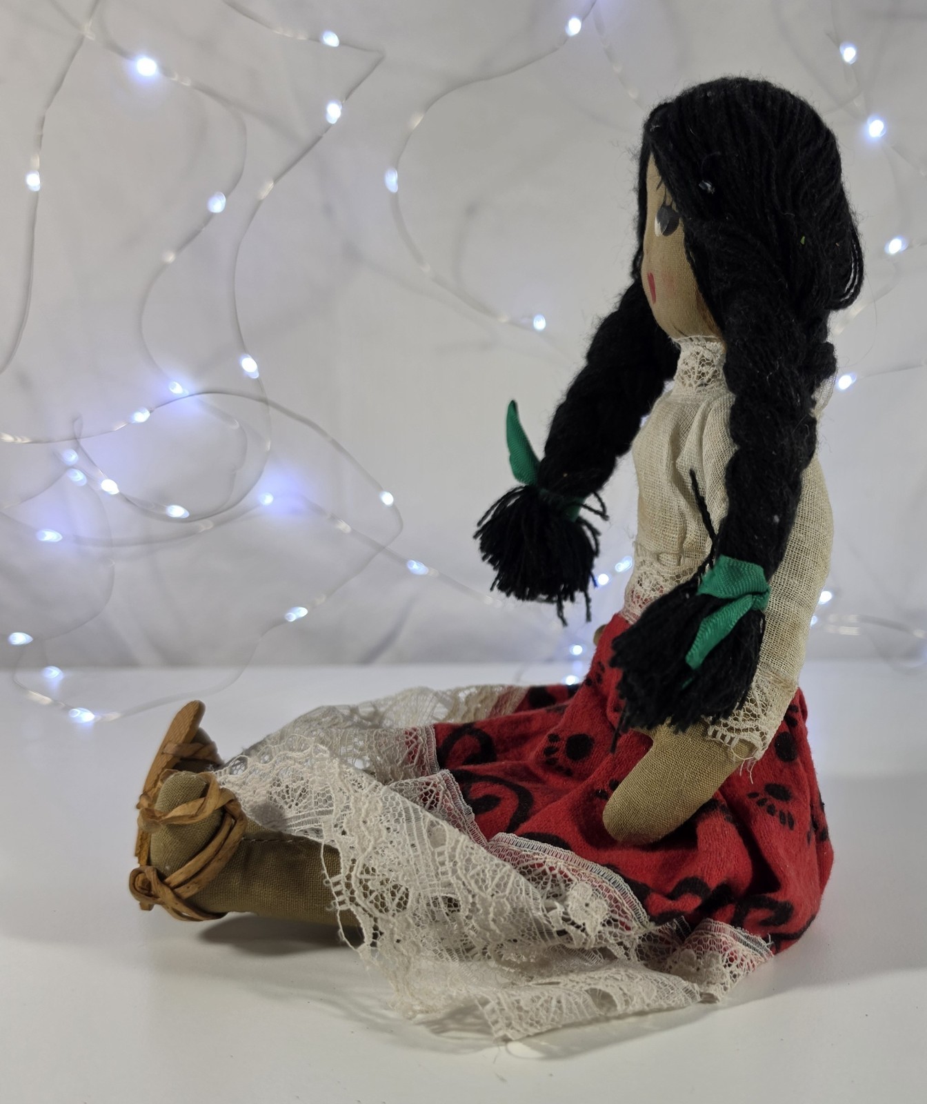 Vintage Mexican Folk Art Doll 12" Some Damage and Stains See Photos (A37)