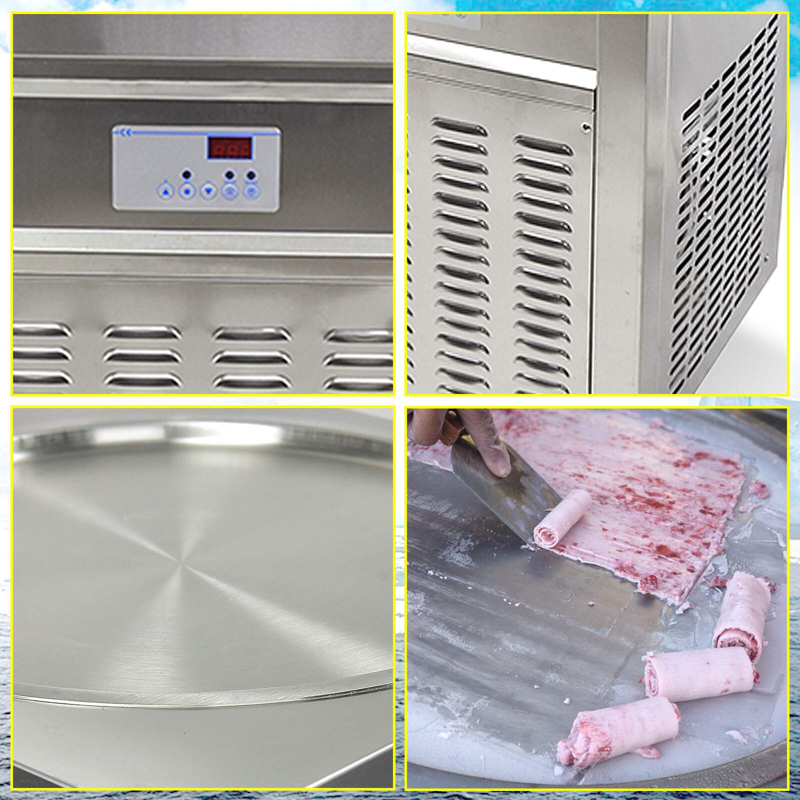 Kolice 55cm (22") round pan fried ice ceram machine, rolled ice cream machine