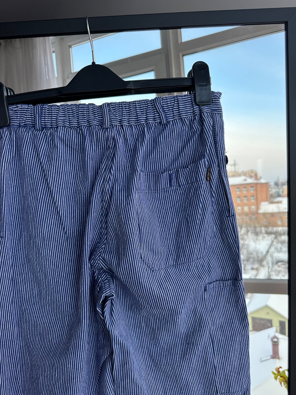 Vintage Worker 60s-70s French Workwear Striped Cotton Pants Sz S