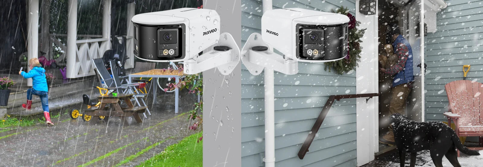 Paxvigo EBF810 -4K UHD Dual-Lens Panoramic Outdoor PoE Bullet IP Security Camera