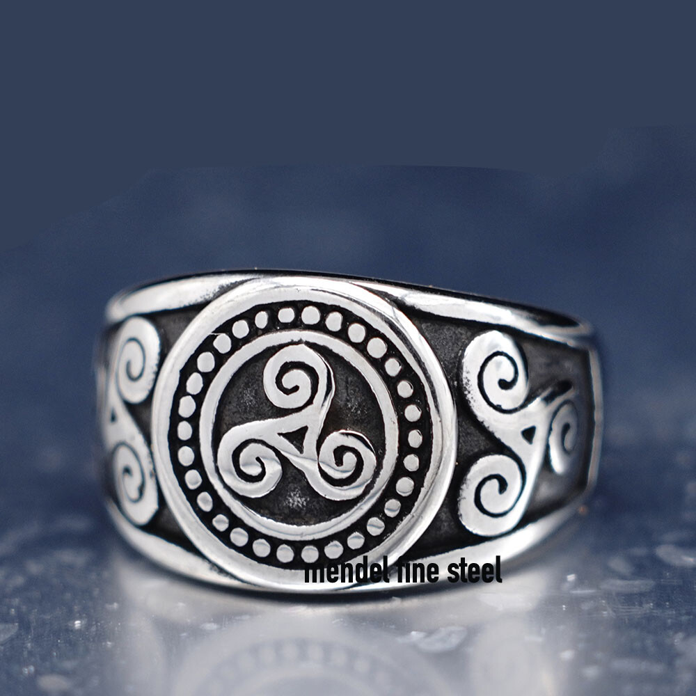 MENDEL Mens Celtic Irish Triskele Knot Symbol Ring Size 7 8 9 10 11 12 13 14 15