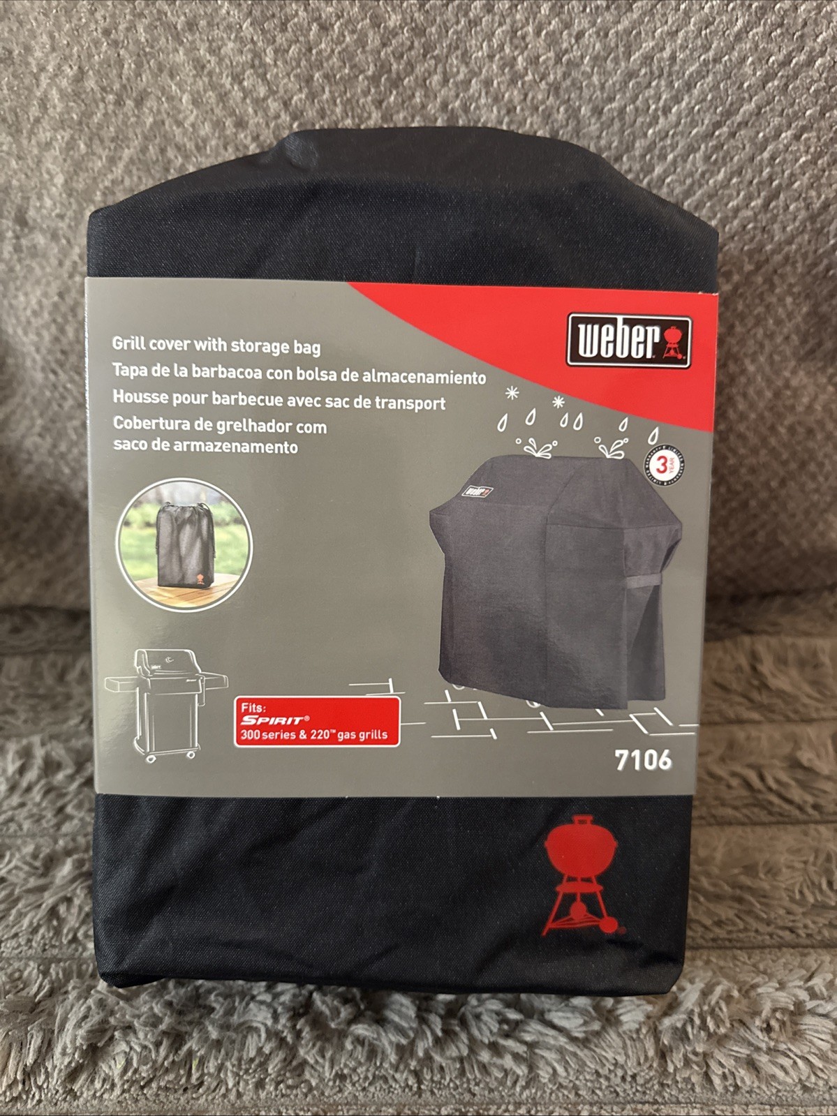 Weber 7106 Grill Cover For Spirit 220 and 300 Series, 52 x 42.8 Inch Black Color