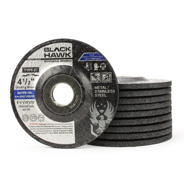 100 Pack- 4-1/2" x 1/4" x 7/8"  Black Hawk Grinding Wheel (T27 Depressed Center)