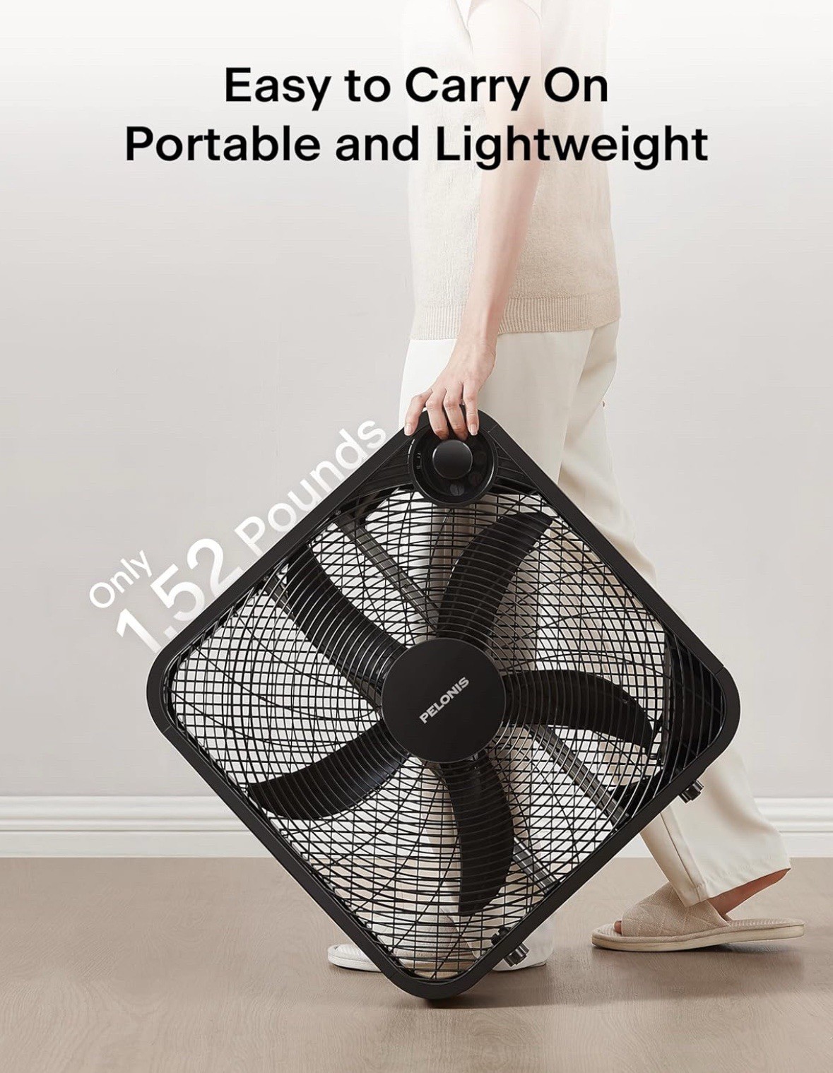 Pelonis 20In Box Fan – 3 Speed 25ft/s, Floor Fans Superior Air Throw (2295 CFM)