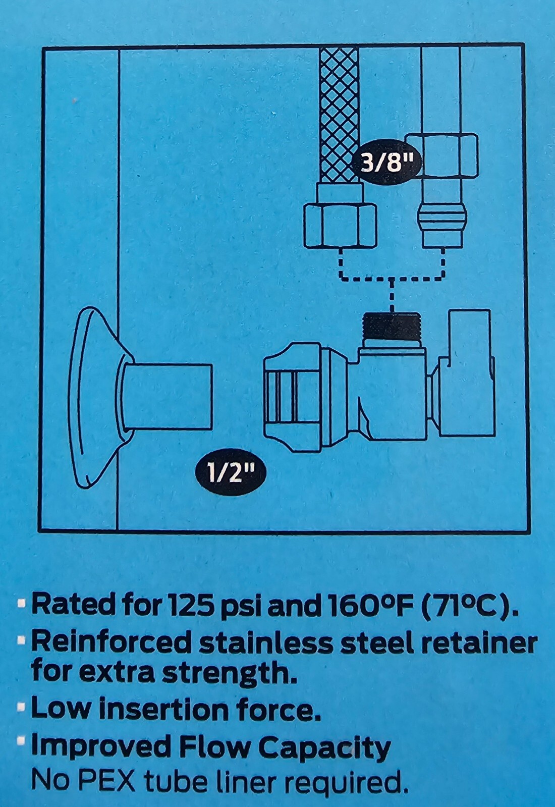SharkBite UR23036ZC4 Push-to-Connect Angle Stop Valve 1/2 x 3/8 OD Comp
