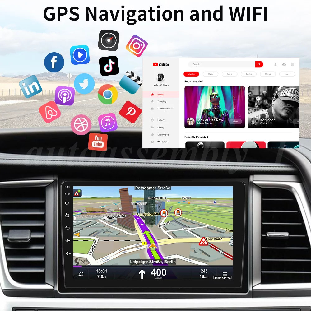 Android 16 Carplay GPS Navi WiFi 10.1" Double 2Din Touch Screen Car Stereo Radio