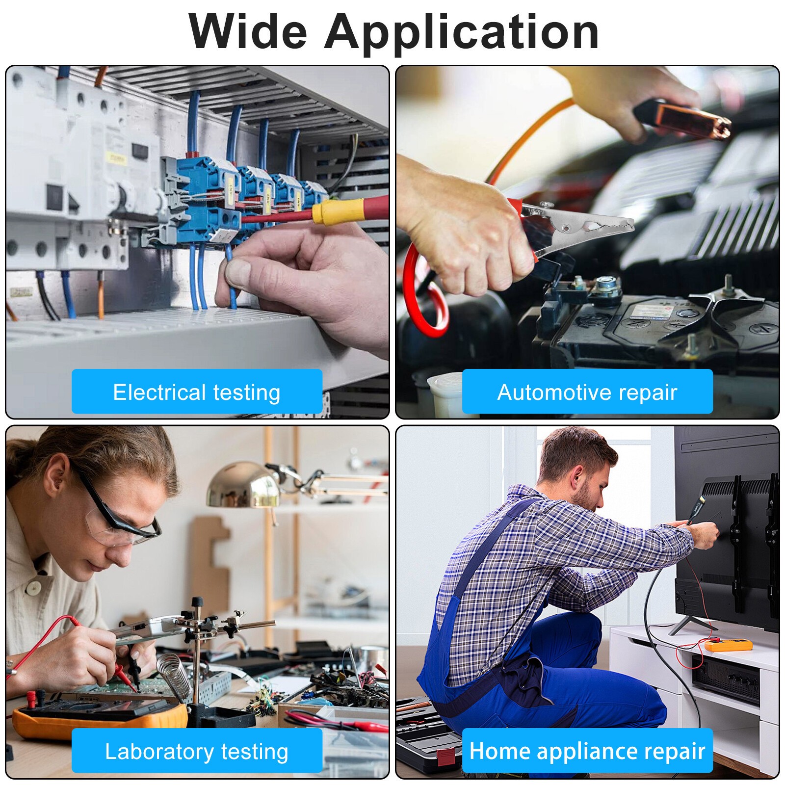 Bulk 10 Pcs Electrical Test Clamps Red Black Handle Metal Alligator Clips Tool