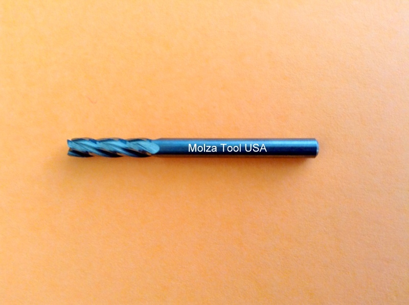 SOLID CARBIDE END MILL 1/8" DIAMETER 1/2" LOC 4 FLUTE RHS RHC 30 DEG HELIX USA