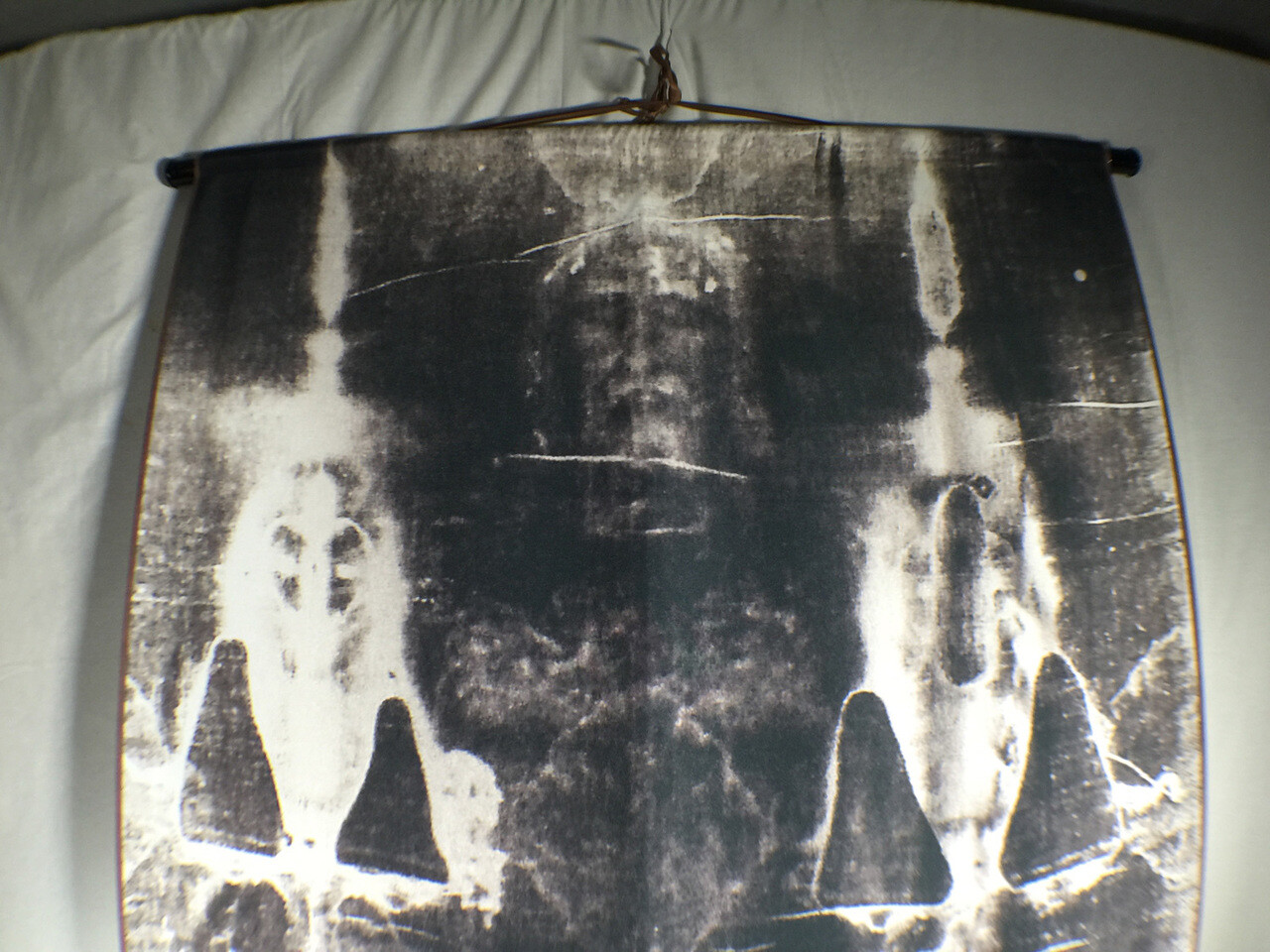 Shroud of Turin full-size body negative on linen cloth
