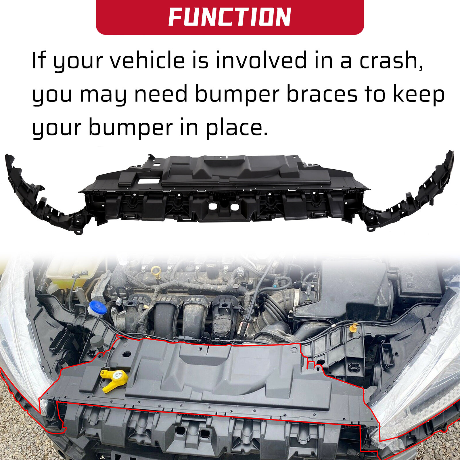 For 15-18 FORD FOCUS Front Bumper Cover Support Mounting Kit Bracket F1EZ17C897C