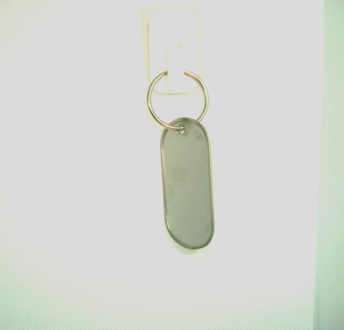 Military Style Rolled Edge Dog Tag Silver Matte (Dull) Finish + 1" in. Key Ring