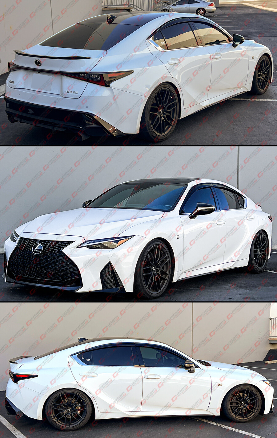 FOR 21-23 LEXUS IS300 IS350 PREMIUM BLACK TRIM WINDOW VISOR RAIN GUARD W/ CLIPS