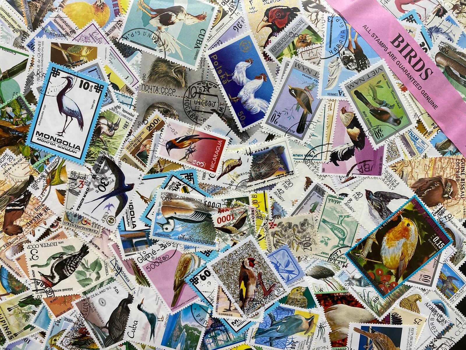 Thematic Stamp Packet - Bird on stamps 200 Difference + Free Gift