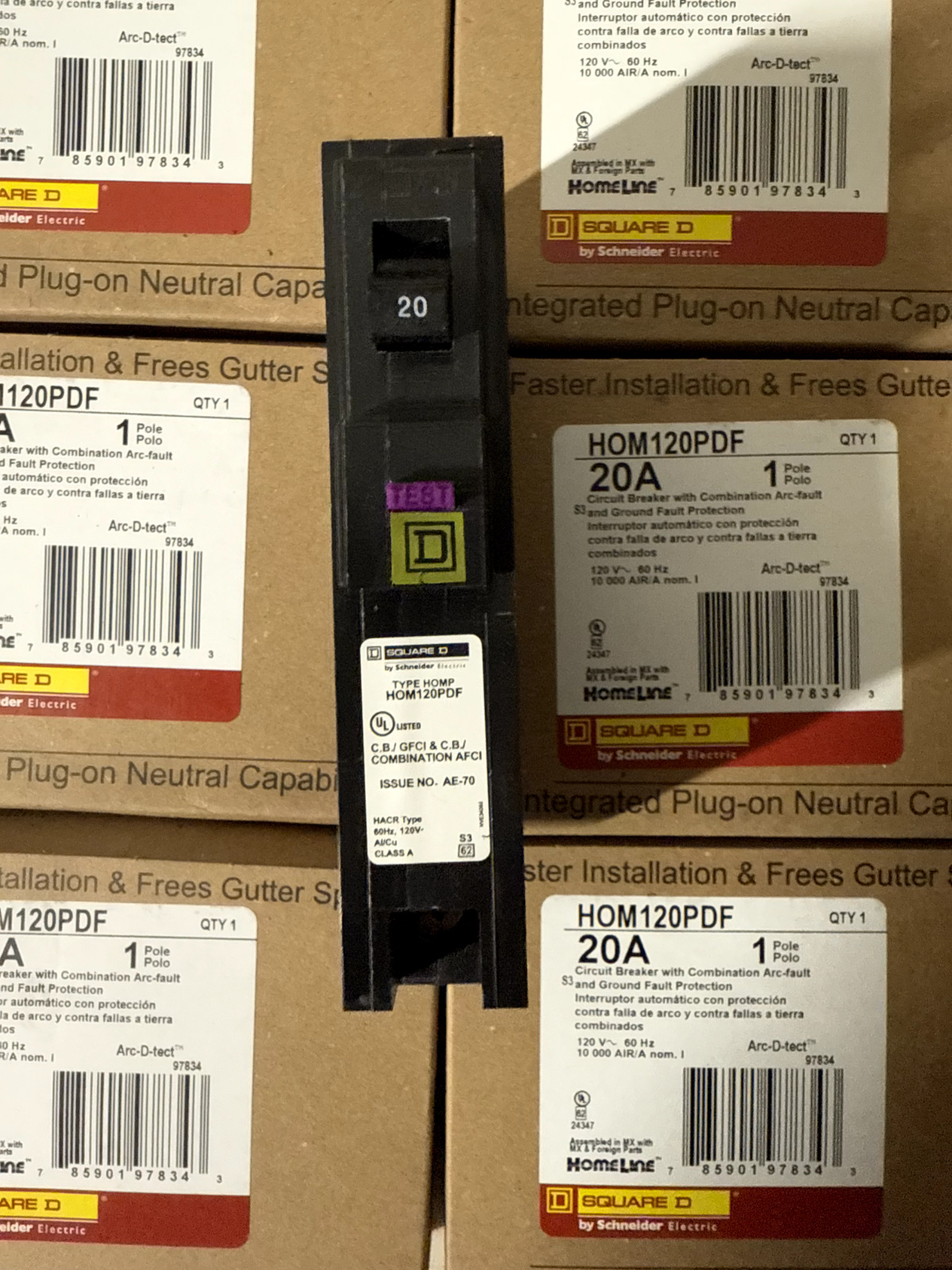 10 PCS Square D HOM120PDF 120V 20A Single-Pole Circuit Breaker