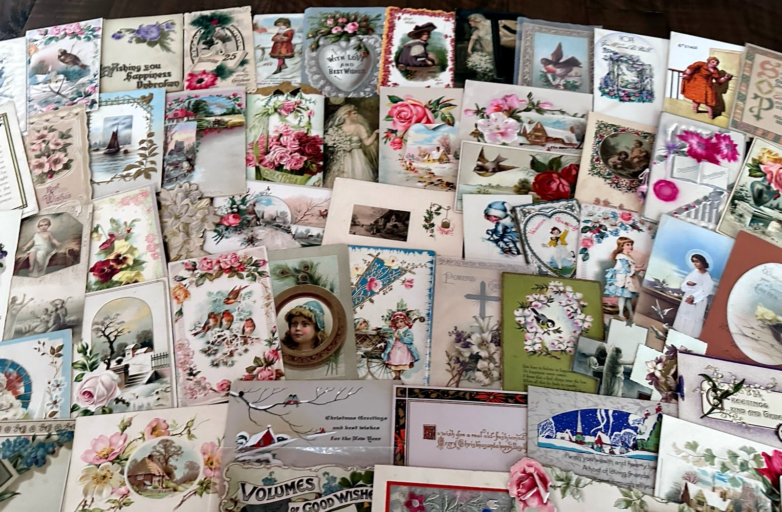 Huge Lot of 200 +Old Scraps~Cards~Ephemera~Mixed Paper~DAMAGED-SCRAPBOOK CRAFTS!