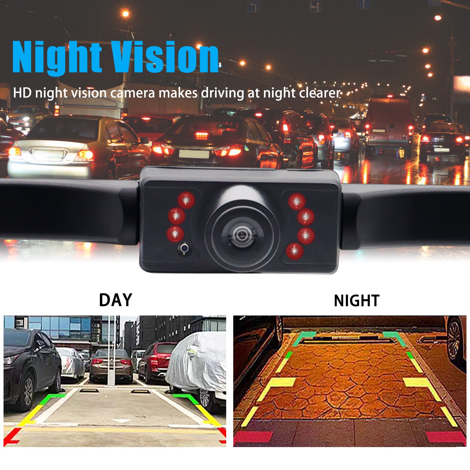 170° License Plate Frame Backup Camera Parking Reverse Night Vision Waterproof
