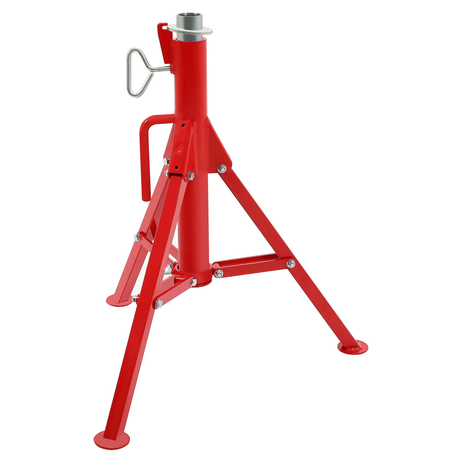 V-Head Pipe Stand Folding Tripod Jack 28"-52" Height 12" Pipe 2500LB Steel Red
