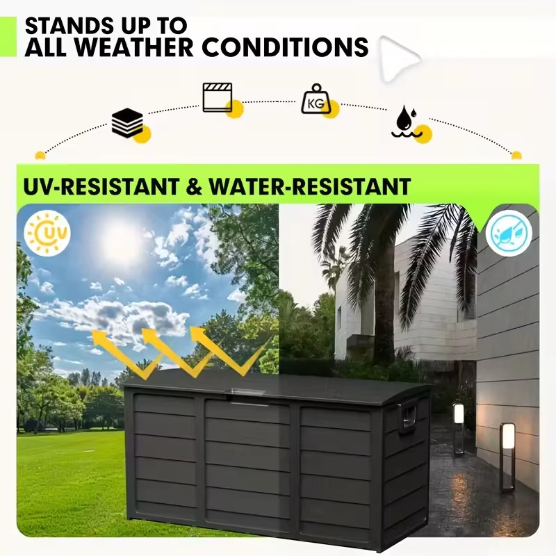 75 Gallon Outdoor Deck Storage Box Lockable Heavy Duty Plastic Garden Box