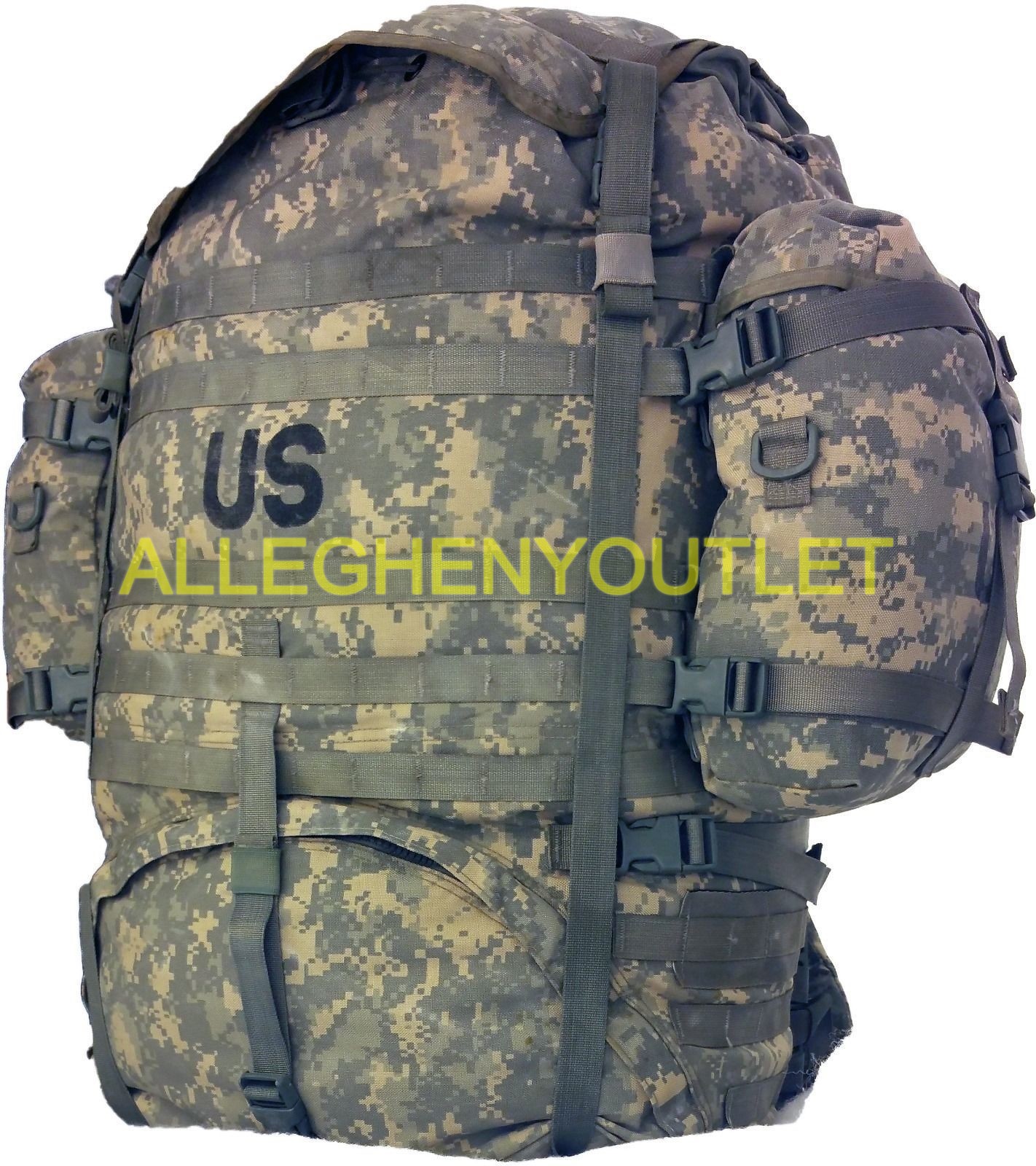 Complete USGI MOLLE Large Rucksack Field Pack Set Frame Pouches Straps ACU EXC