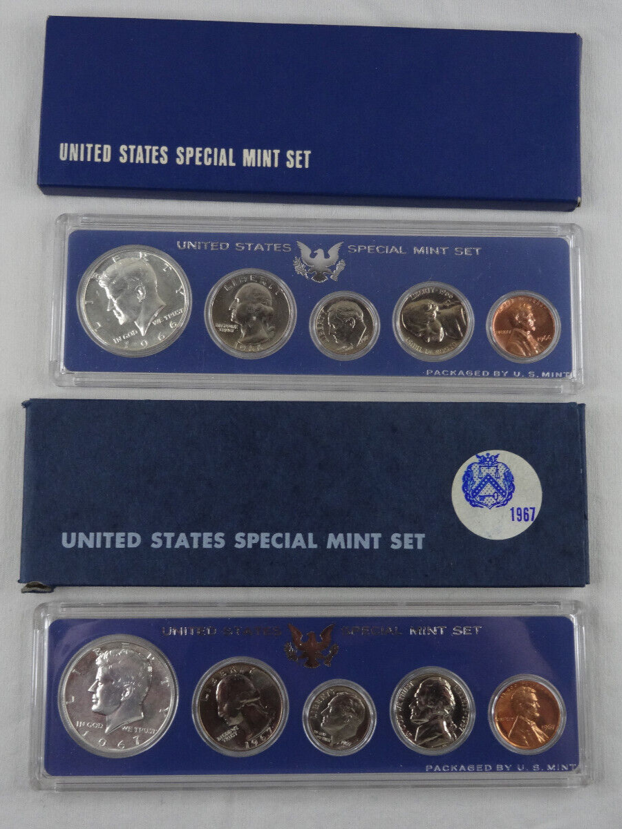 1965 1966 1967 SMS US Mint Sets Special Mint Sets 15 Coins OGP