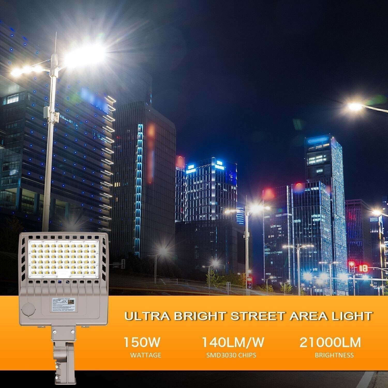 200W LED Shoebox Pole Light Outdoor Street Parking Lot Fixture with Photocell