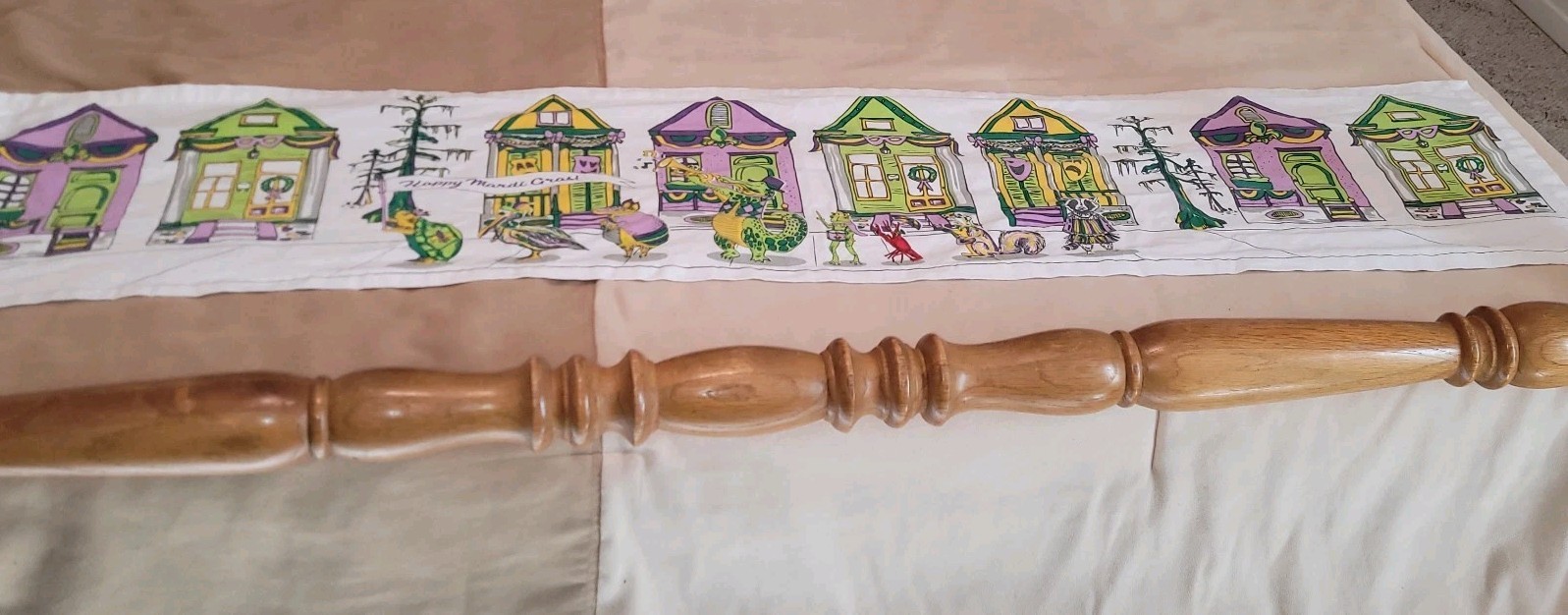 Mardi Gras Parade of Houses Table Runner by Royal Standard 100% cotton 59x12.5