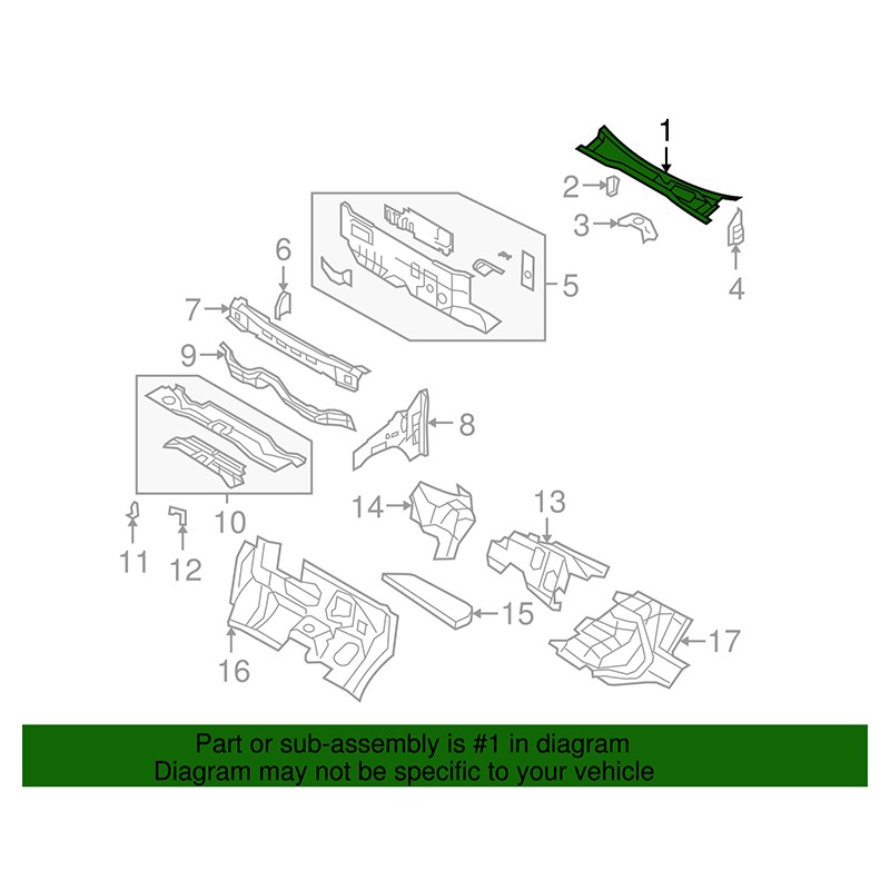 Windshield Wiper Cowl Grille Panel For 2008-2020 Dodge Grand Caravan 5113548AC