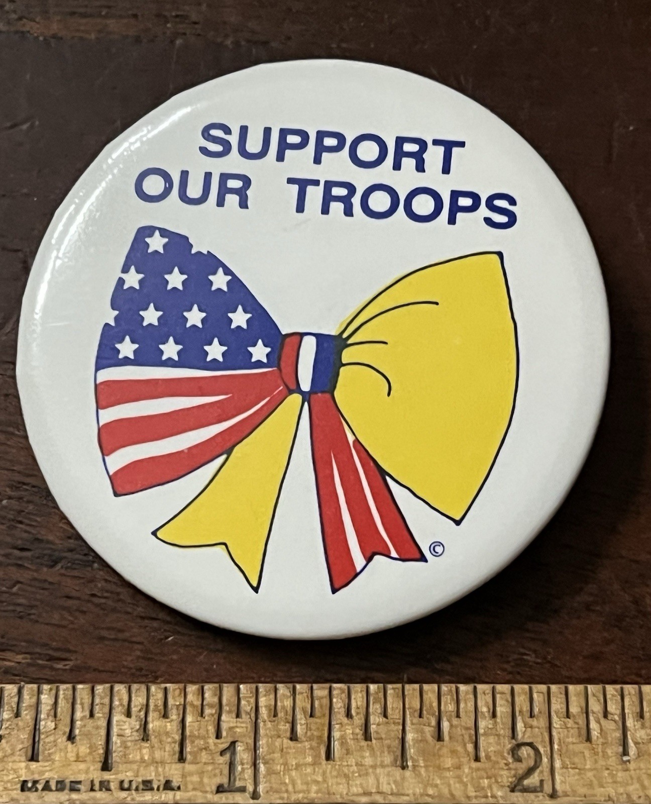 Support Our Troops   Pinback Button 2 1/8 in Dia.