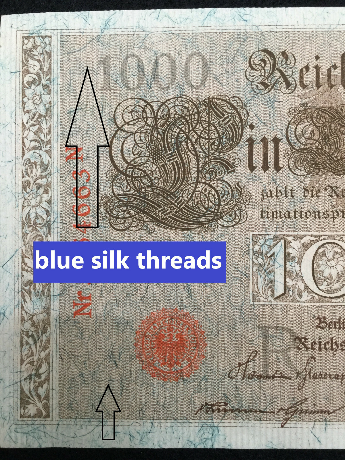 Antique Rare World War I Era Germany 1000 Mark Reichsbanknote UNC -110 Years Old