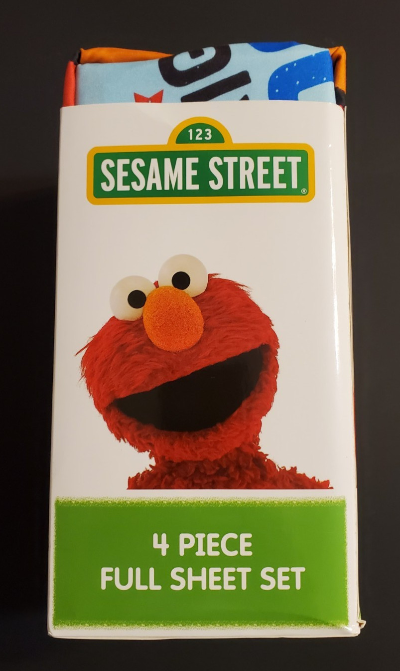 123 Sesame Street 4 Piece Full Sheet Set. Elmo. Cookie Monsters. Big Bird. Kids