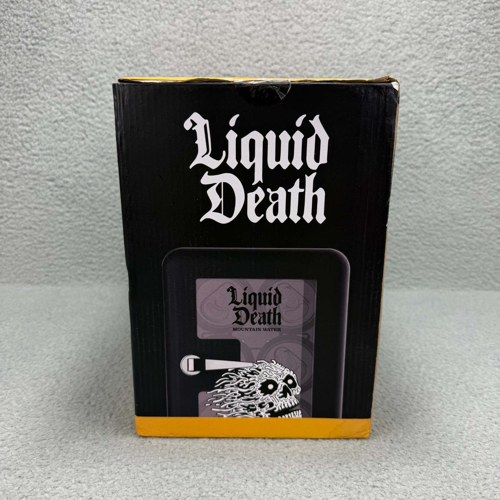 Liquid Death LED Mini Fridge 9 Can Capacity (12 oz) Portable Insulated Lighting